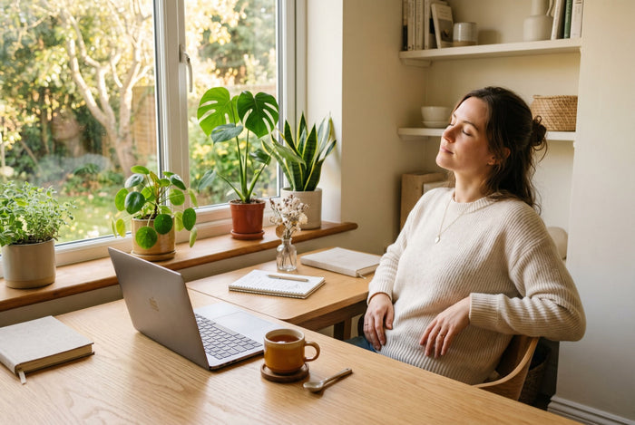 Entspannte Bildschirmpause am Homeoffice-Platz – Augengesundheit