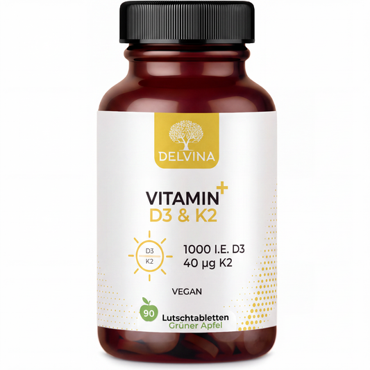 Vitamin D3 + K2 Lutschtabletten - Apfel
