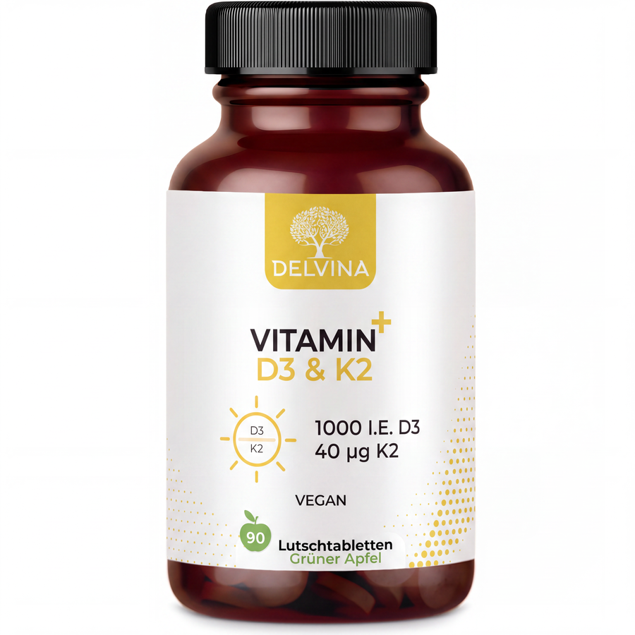 Vitamin D3 + K2 Lutschtabletten - Apfel