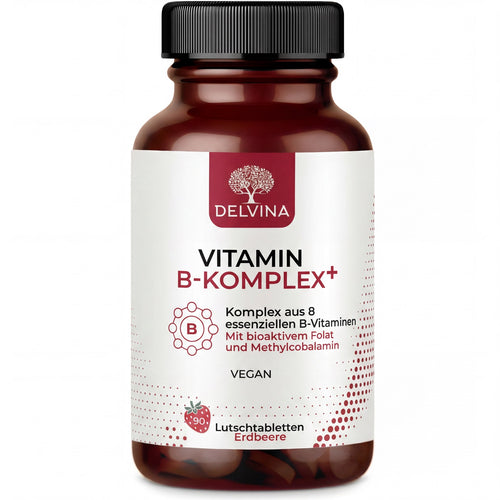 Vitamin B-Komplex PRO Lutschtabletten – Alle 8 B-Vitamine - Erdbeere