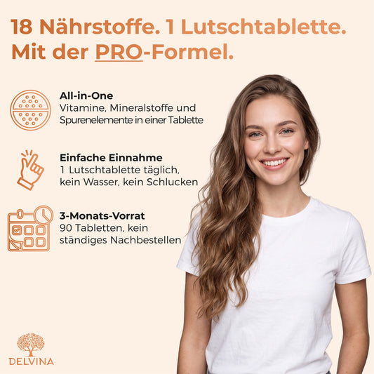 Multivitamin Komplex PRO – All-in-One Lutschtabletten - Himbeer-Zitrone