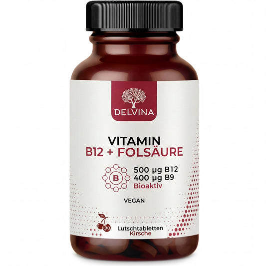 Delvina Vitamin B12 + Folsäure Lutschtabletten Produktbild