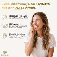 Vitamin D3 + K2 Lutschtabletten - Grüner Apfel